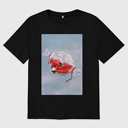 Футболка оверсайз женская Евангелион Синдзи Икари Рей Аянами, цвет: черный