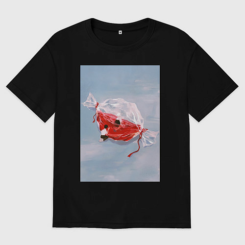 Женская футболка оверсайз Евангелион Синдзи Икари Рей Аянами / Черный – фото 1