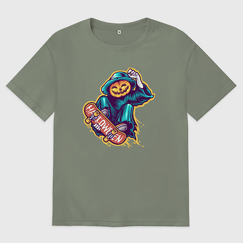 Женская футболка оверсайз Halloween skater / Авокадо – фото 1