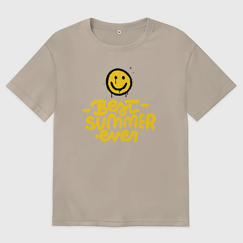 Женская футболка оверсайз Лучшее лето на свете / Миндальный – фото 1