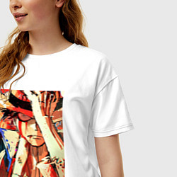 Футболка оверсайз женская Ван-Пис Луффи Монки арт, цвет: белый — фото 2