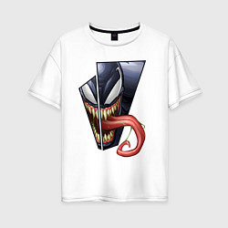 Футболка оверсайз женская Venom with tongue sticking out, цвет: белый