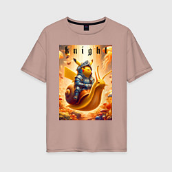 Футболка оверсайз женская Pikachu knight on a snail - ai art fantasy, цвет: пыльно-розовый
