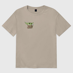 Футболка оверсайз женская Персонаж Беби Йода, цвет: миндальный