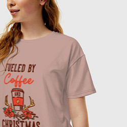 Футболка оверсайз женская Christmas Coffee, цвет: пыльно-розовый — фото 2