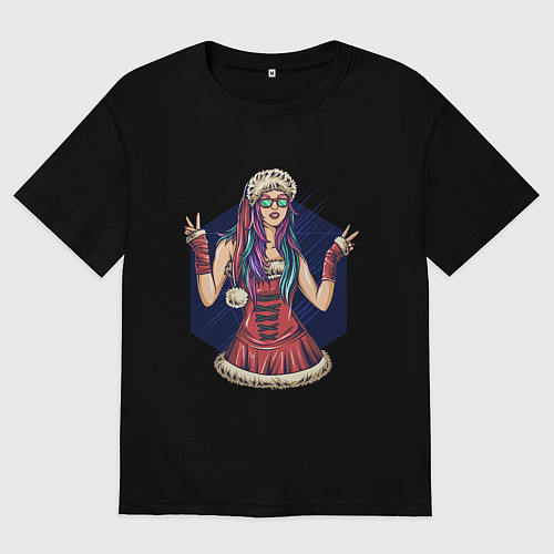 Женская футболка оверсайз Крутая снегурка / Черный – фото 1