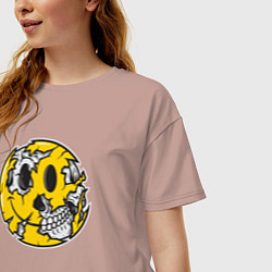 Футболка оверсайз женская Smile skull, цвет: пыльно-розовый — фото 2