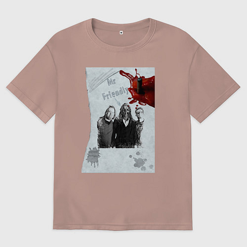 Женская футболка оверсайз Mr friendly / Пыльно-розовый – фото 1