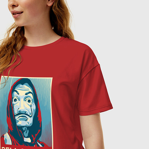 Женская футболка оверсайз Белла - чао / Красный – фото 3