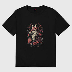Женская футболка оверсайз Лиса с розами