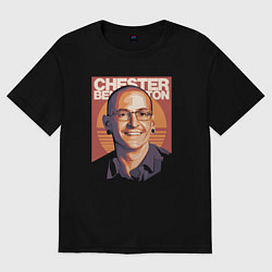 Футболка оверсайз женская Chester из Linkin park, цвет: черный