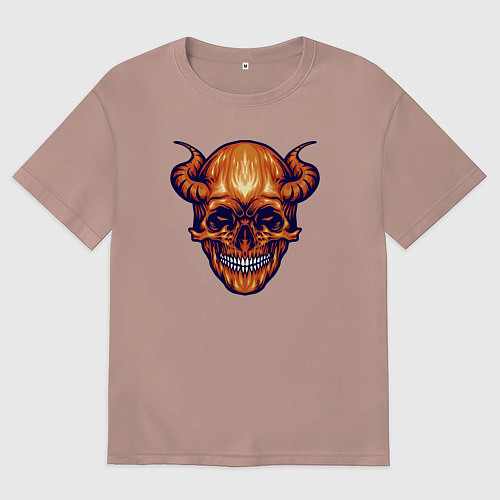 Женская футболка оверсайз Черепок с рогами / Пыльно-розовый – фото 1