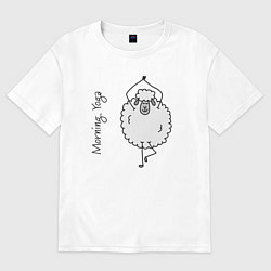 Футболка оверсайз женская Йога овечка, цвет: белый