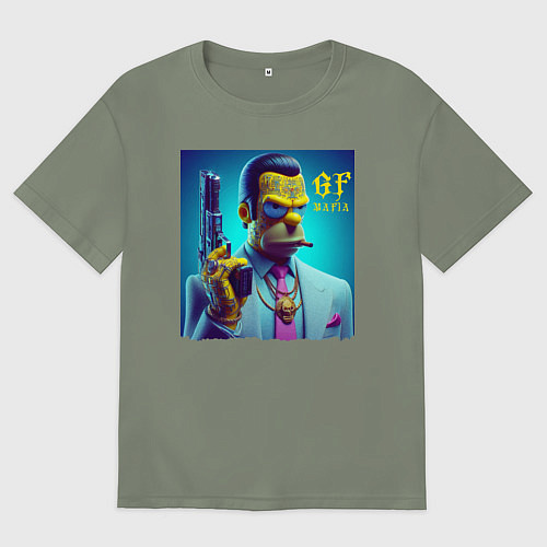 Женская футболка оверсайз Homer Simpson - godfather of the mafia / Авокадо – фото 1