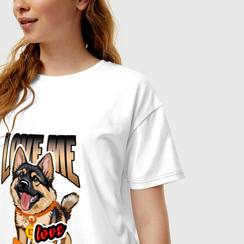 Женская футболка оверсайз Немецкая овчарка с прикольной надписью / Белый – фото 3