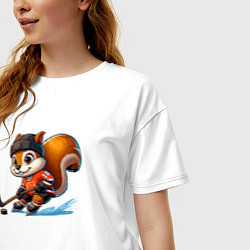 Футболка оверсайз женская Squirrel cub is the forward of the New Jersey devi, цвет: белый — фото 2