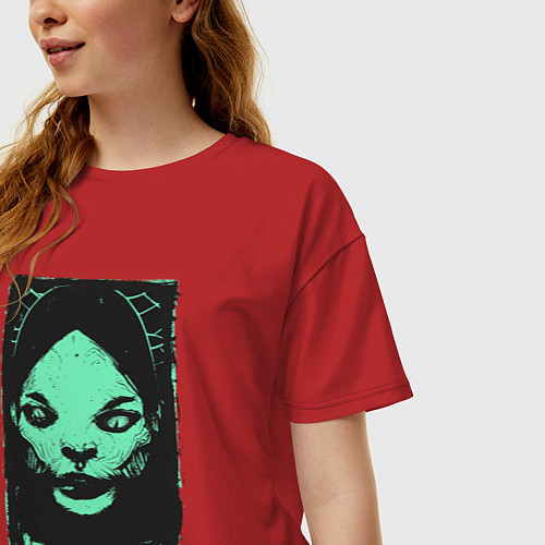 Женская футболка оверсайз Ужасные существа и страшные монстры / Красный – фото 3