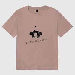 Футболка оверсайз женская Железный человек 3000 раз, цвет: пыльно-розовый