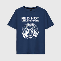 Футболка оверсайз женская Red Hot Chili Peppers rock dog, цвет: тёмно-синий