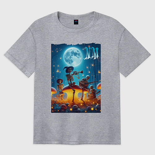 Женская футболка оверсайз Musical quartet Neon mushrooms / Меланж – фото 1