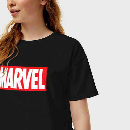 Женская футболка оверсайз Marvel logo / Черный – фото 3