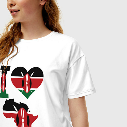 Женская футболка оверсайз Я люблю Кению / Белый – фото 3