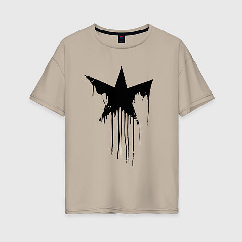 Женская футболка оверсайз Black blot star - minimalism / Миндальный – фото 1