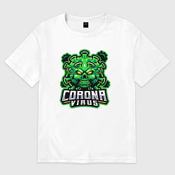 Футболка оверсайз женская Corona virus, цвет: белый