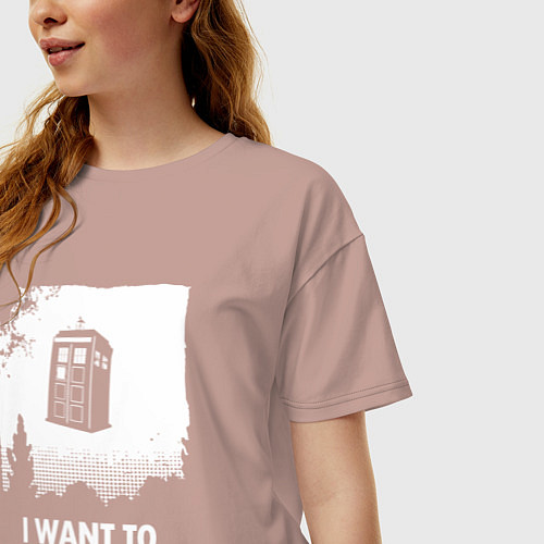 Женская футболка оверсайз Tardis believe / Пыльно-розовый – фото 3