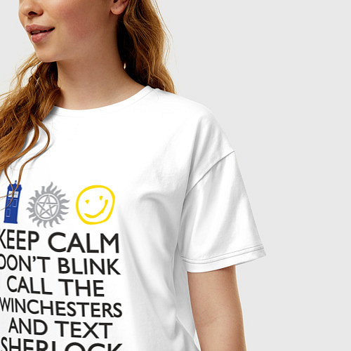 Женская футболка оверсайз Sherlock doctor / Белый – фото 3