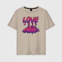 Футболка оверсайз женская Bloody love, цвет: миндальный