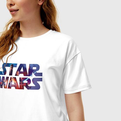 Женская футболка оверсайз Логотип - Звездные войны / Белый – фото 3