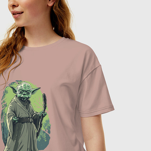 Женская футболка оверсайз Йода - Звездные войны / Пыльно-розовый – фото 3