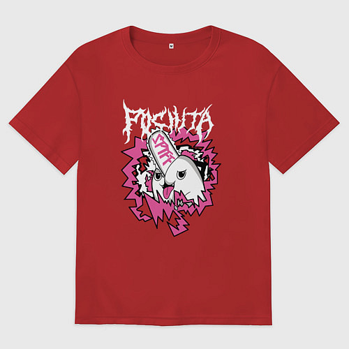 Женская футболка оверсайз Человек-бензопила Почита бензопила / Красный – фото 1