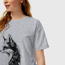 Футболка оверсайз женская Лис-андроид, цвет: меланж — фото 2