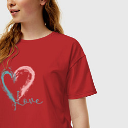 Футболка оверсайз женская Сердце love, цвет: красный — фото 2