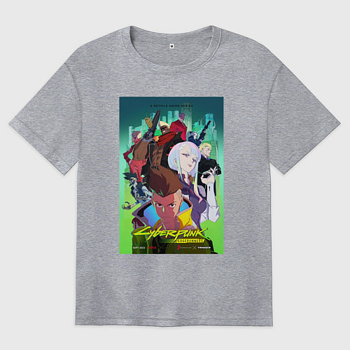 Женская футболка оверсайз Киберпанк все / Меланж – фото 1