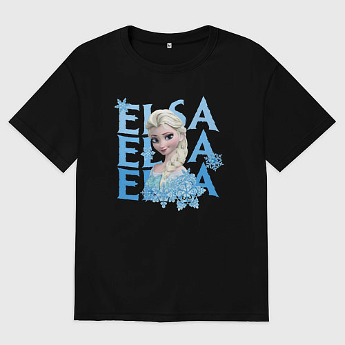 Женская футболка оверсайз Эльза Холодное сердце / Черный – фото 1