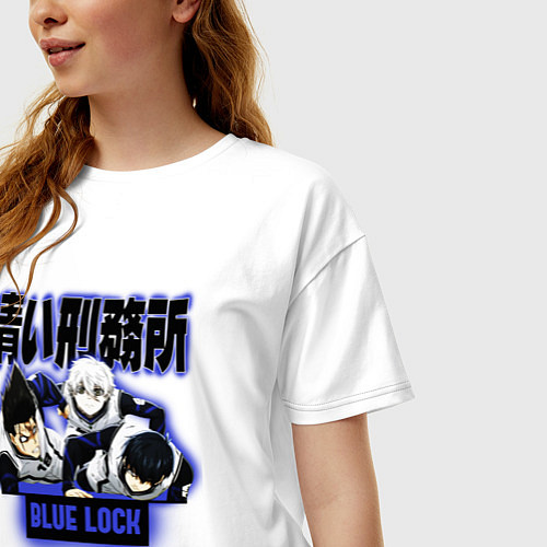 Женская футболка оверсайз Синяя тюрьма Блю Лок персонажи / Белый – фото 3