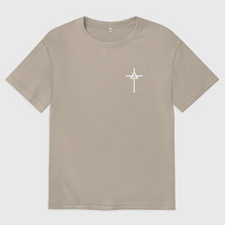 Футболка оверсайз женская Логотип 30 Секунд до Марса, цвет: миндальный