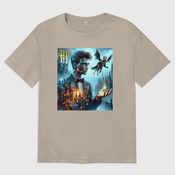 Футболка оверсайз женская Harry Potter wizard - cyberpunk, цвет: миндальный