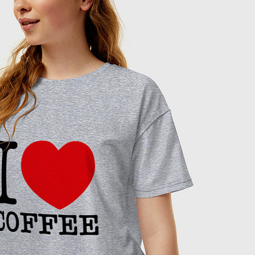 Женская футболка оверсайз I love coffee / Меланж – фото 3