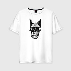 Футболка оверсайз женская Skull symbol, цвет: белый