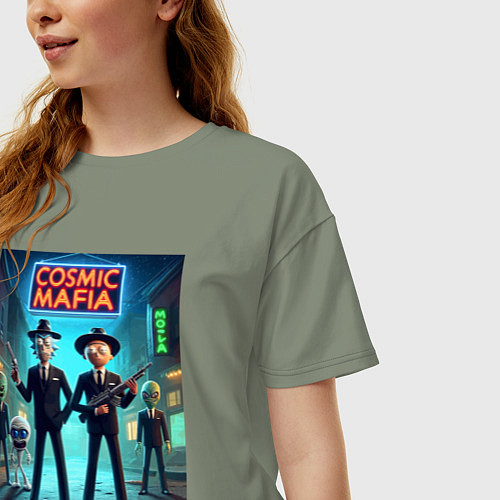Женская футболка оверсайз Rick and Morty - cosmic mafia / Авокадо – фото 3