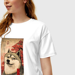 Футболка оверсайз женская Doge meme - japan style, цвет: белый — фото 2