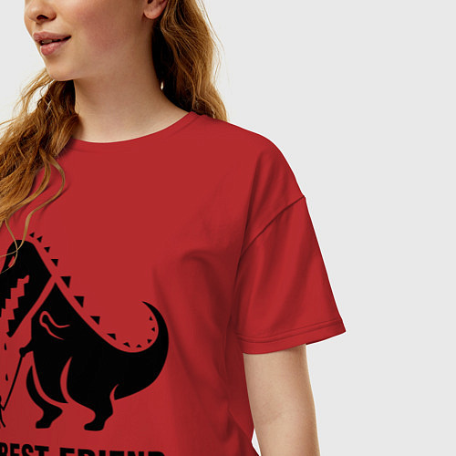 Женская футболка оверсайз Godzilla best friend / Красный – фото 3