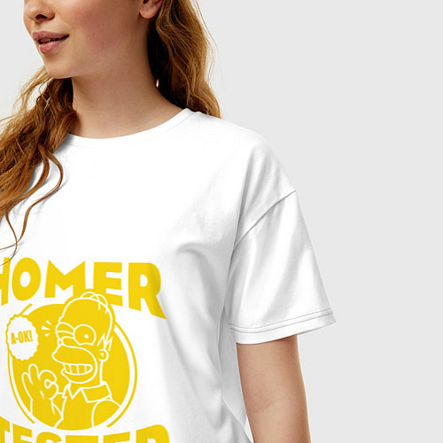Женская футболка оверсайз Homer tested / Белый – фото 3