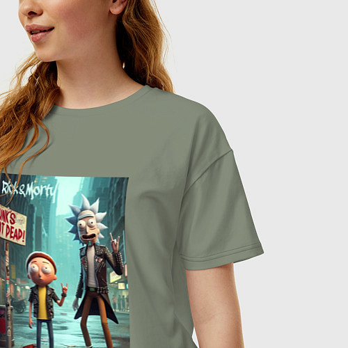 Женская футболка оверсайз Рик и Морти - панк жив / Авокадо – фото 3