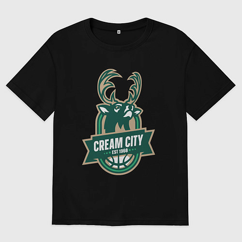 Женская футболка оверсайз Milwaukee Bucks cream city / Черный – фото 1