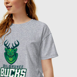 Футболка оверсайз женская Milwaukee Bucks NBA, цвет: меланж — фото 2